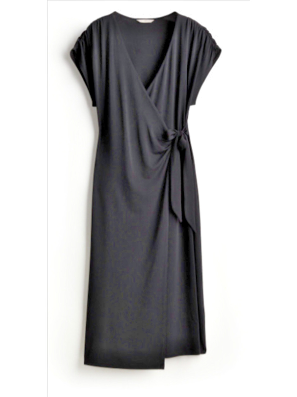 H&M Women's Jersey V-Neck Black Wrap Dress Midi Size small 2-6 NEW